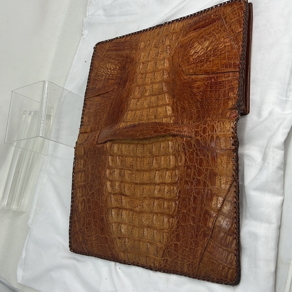 Crocodile Top Handle Large Structured Clutch Hand… - image 15